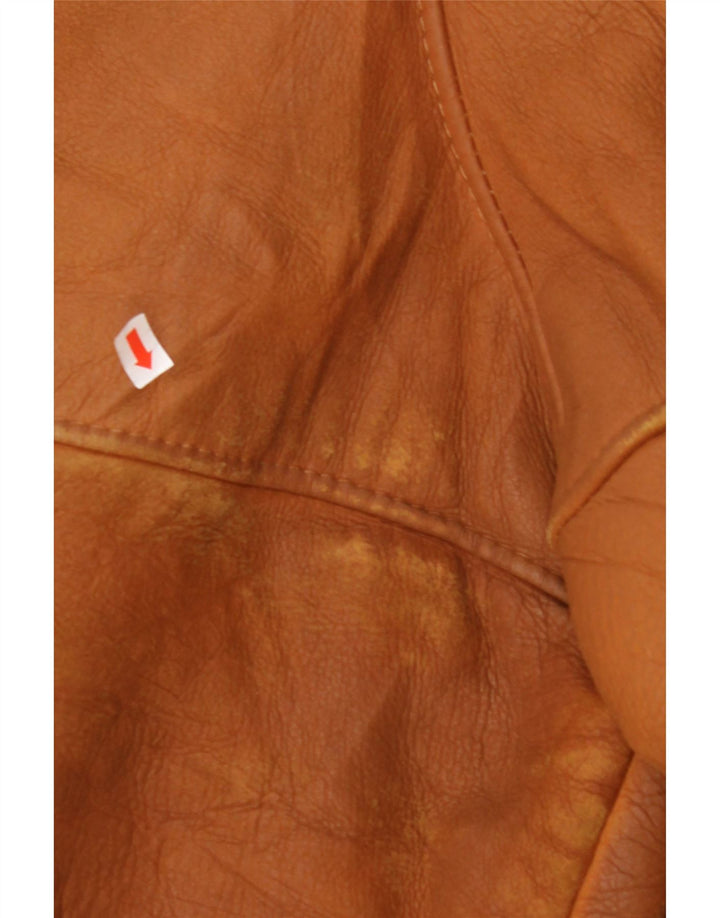 Jaqueta masculina MABRUN Shearling Reino Unido 36 couro marrom pequeno