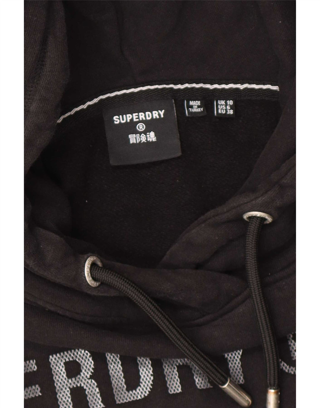 Suéter com capuz superdimensionado feminino Superdry Reino Unido 10 pequeno preto