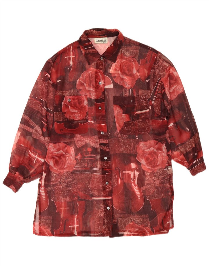 Blusa feminina Penny Black UK 8 pequena floral vermelha de poliéster