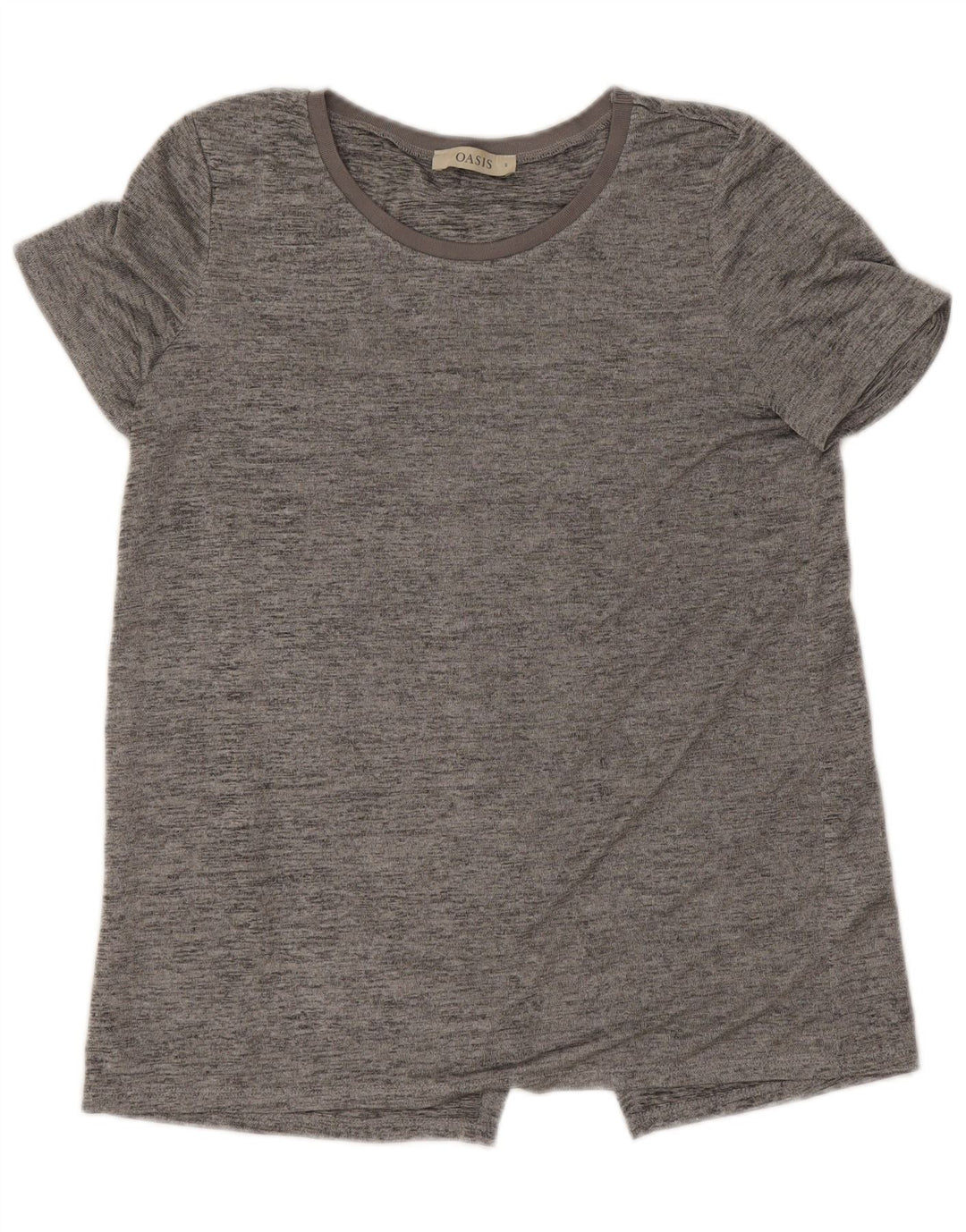 Camiseta feminina Oasis UK 10 poliéster manchado cinza pequeno