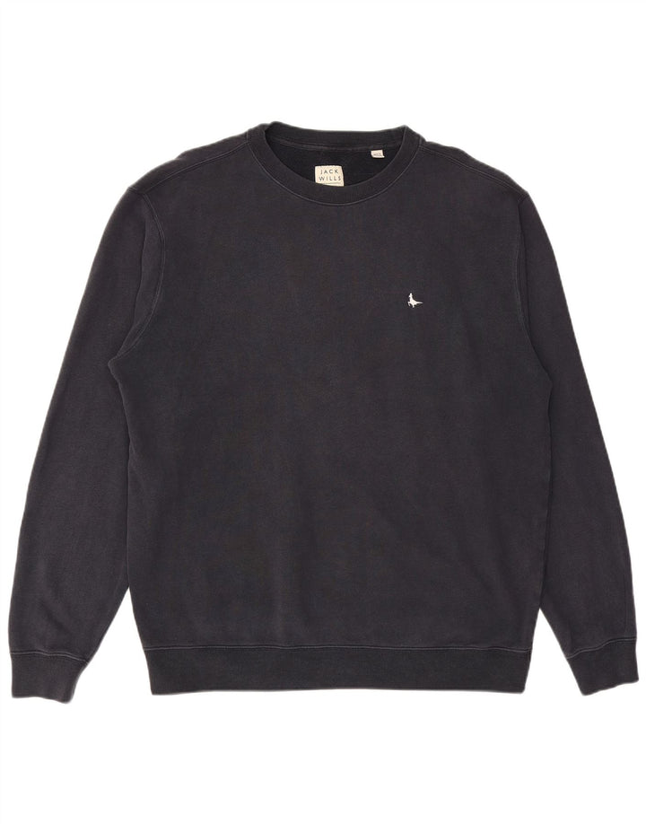 JACK WILLS moletom masculino jumper médio azul marinho algodão
