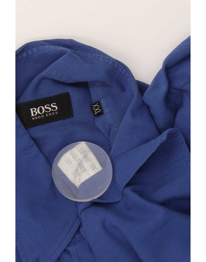 Camisa masculina de manga curta Hugo Boss 2XL modal listrado azul