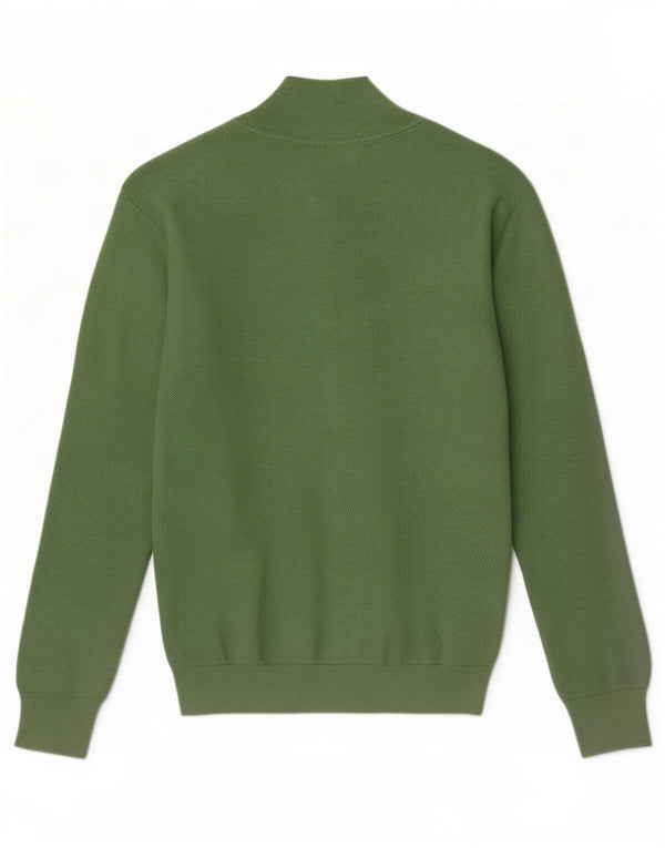 Suéter masculino Polo Ralph Lauren com zíper e gola grande de algodão verde