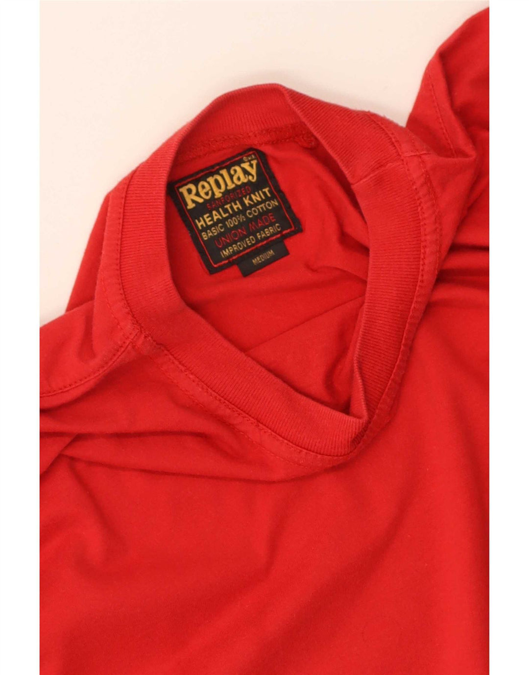 Replay Mens Top Manga Longa Médio Algodão Vermelho