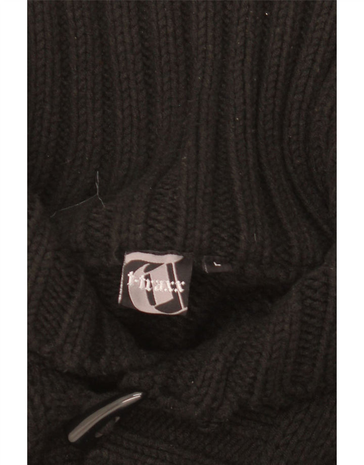 Suéter cardigã masculino vintage grande acrílico preto