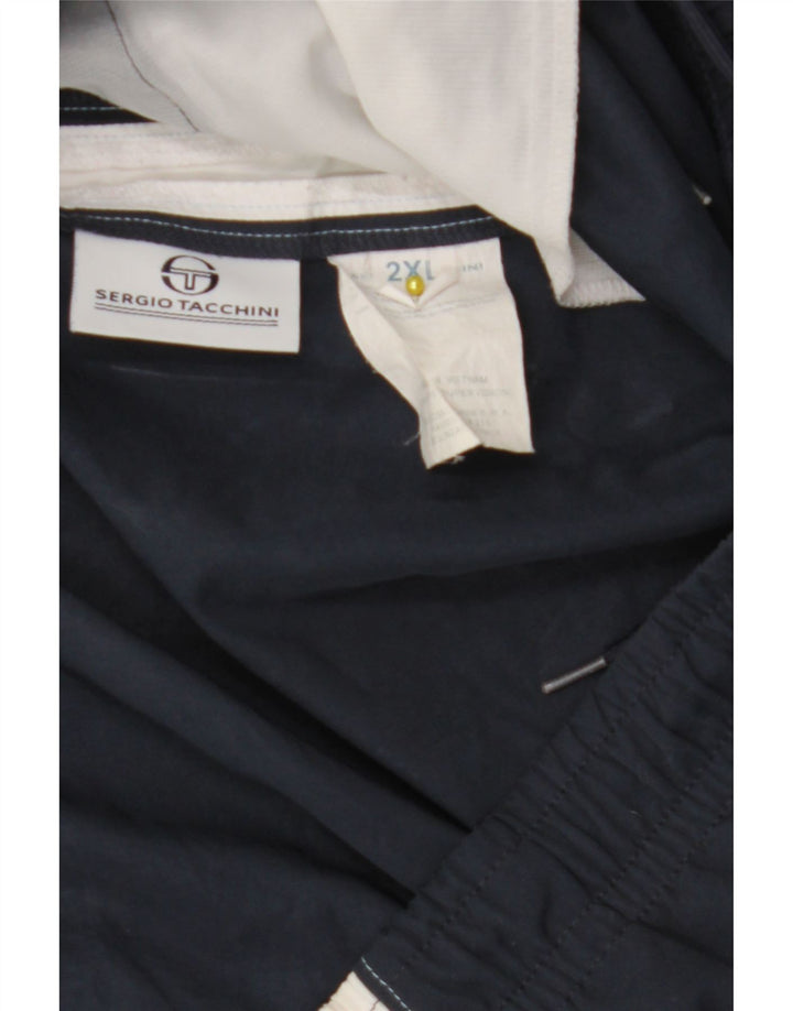 Shorts esportivos masculinos Sergio Tacchini 2XL poliéster colorblock azul marinho