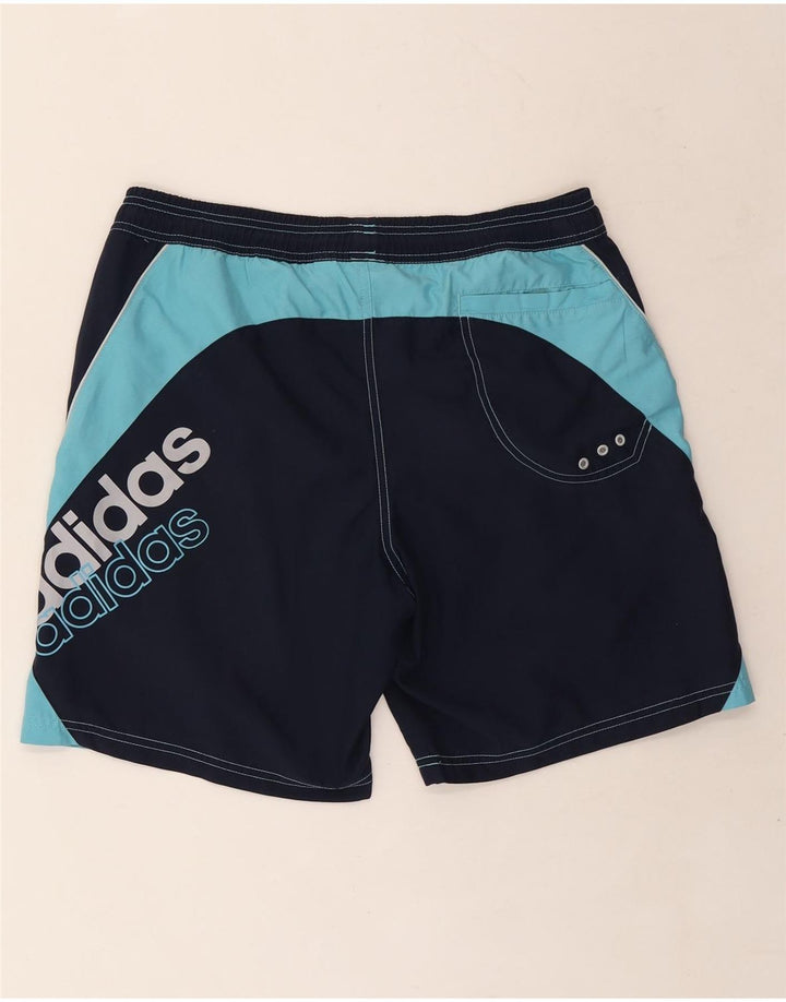 Shorts de natação masculinos Adidas Graphic médio azul marinho colorblock poliéster