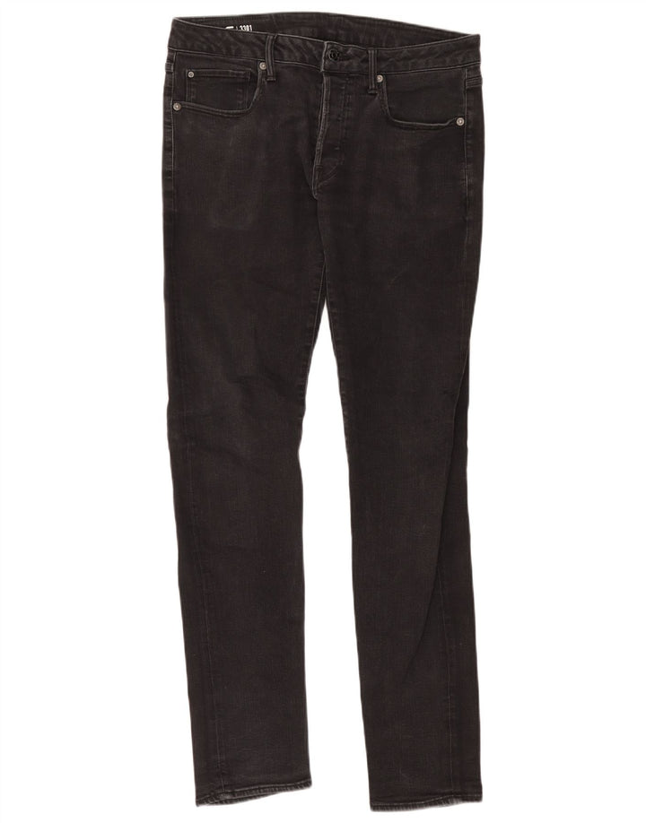 G-Star Masculino 3301 Slim Jeans W32 L34 Algodão Preto