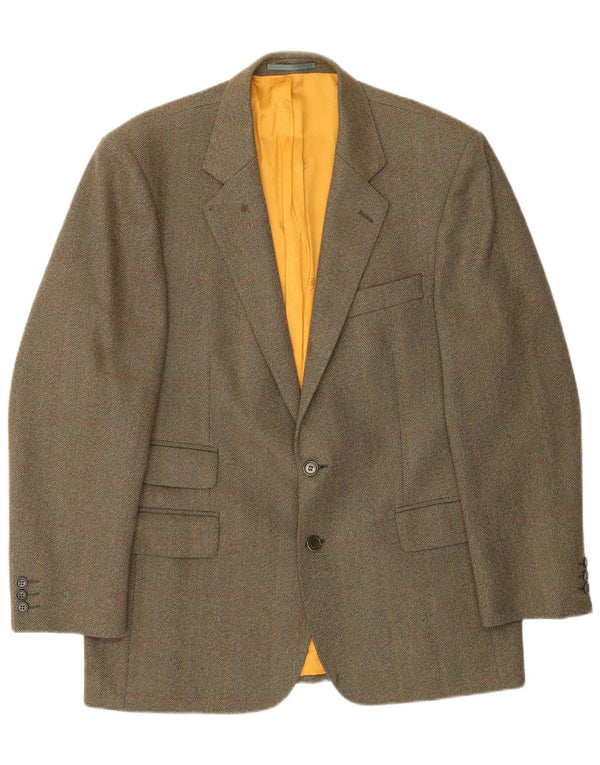 Jaqueta blazer masculina Magee com 2 botões UK 42 XL marrom xadrez lã