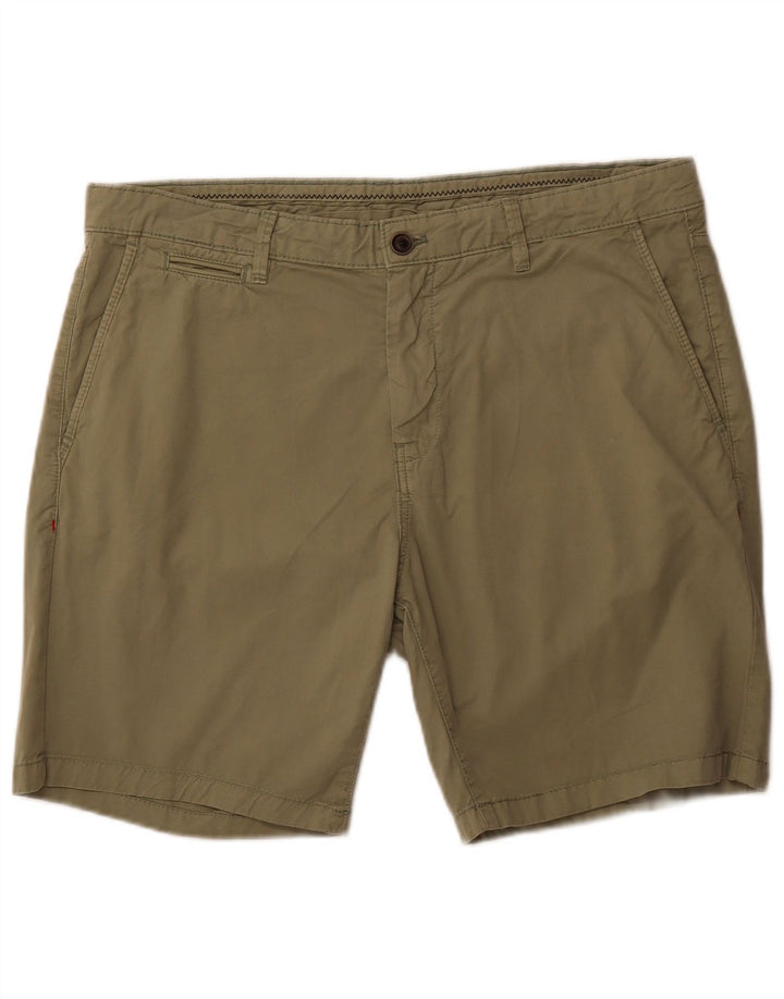 ZARA Mens Chino Shorts EU 46 XL W36 Algodão Cáqui