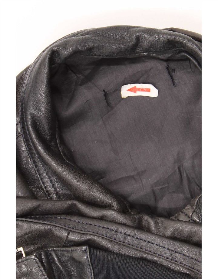 Jaqueta de couro masculina vintage IT 50 média preta