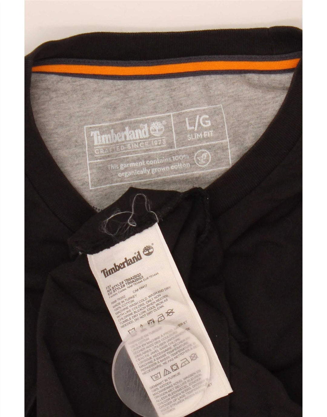 Timberland Mens Slim Fit Top Manga Longa Grande Algodão Preto