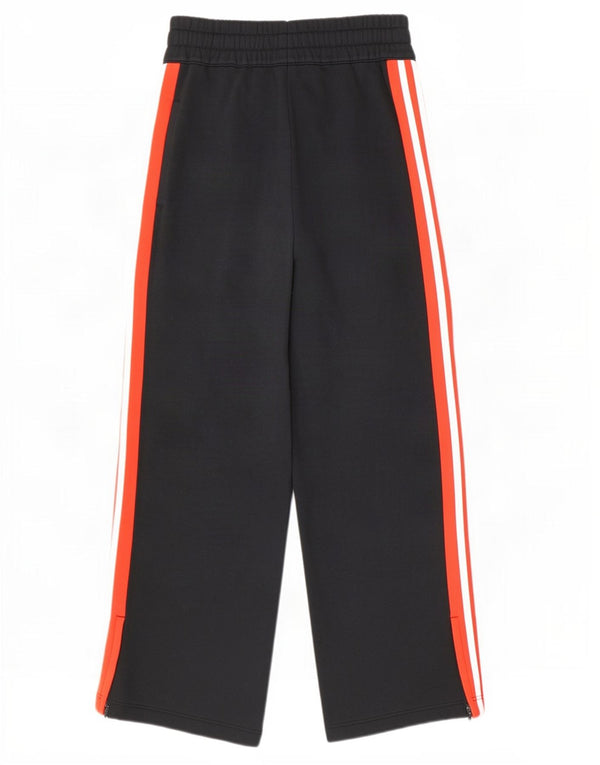 Calça de treino feminina Adidas UK 10 pequena preta colorblock algodão