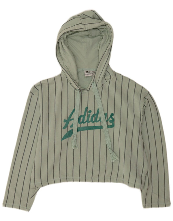 Adidas feminino oversized gráfico colheita moletom com capuz Reino Unido 8 pequeno listrado verde