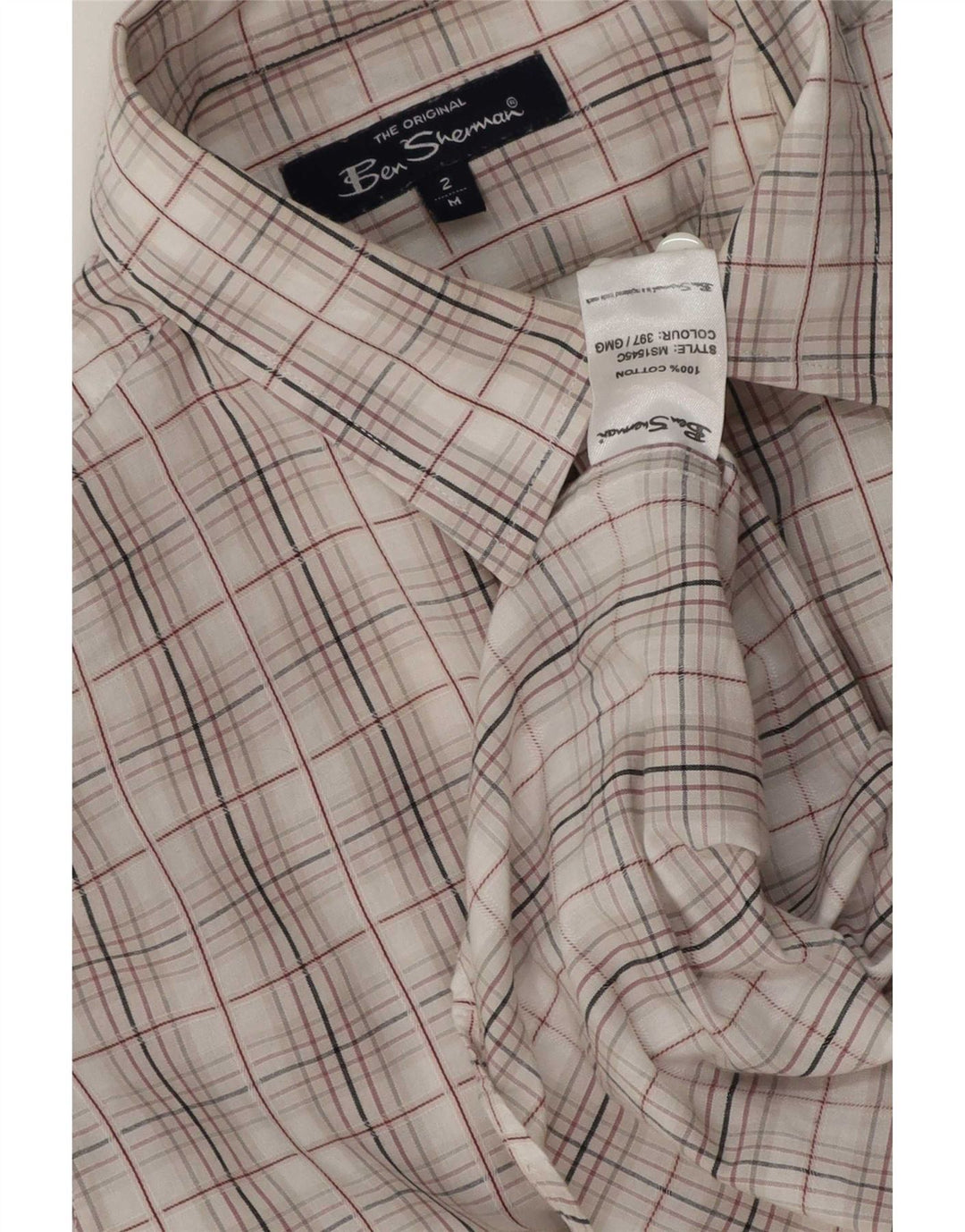 Camisa masculina Ben Sherman de algodão xadrez branco médio