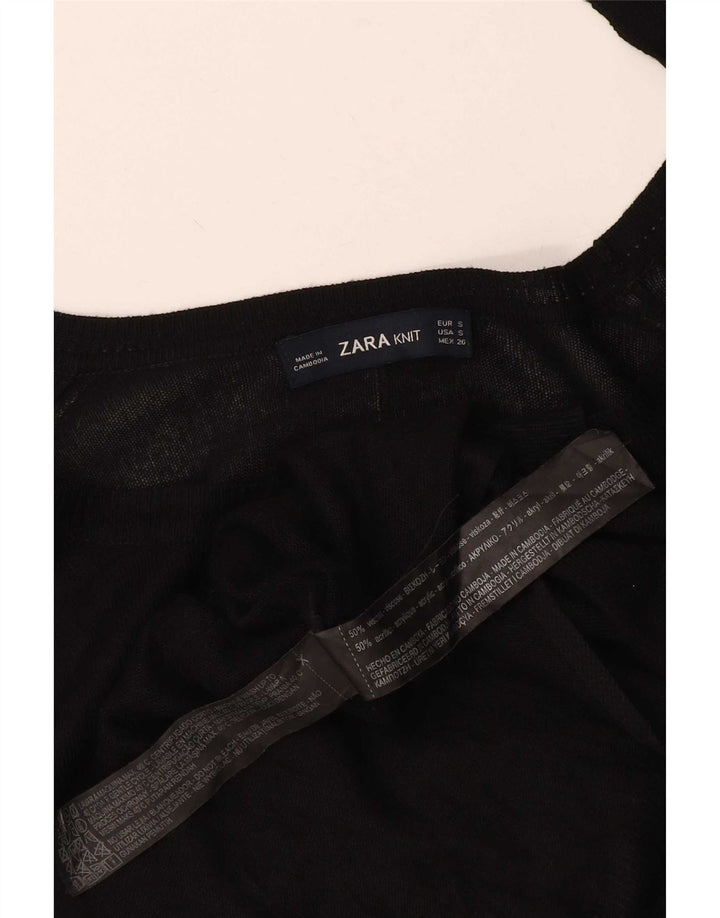 Zara Top feminino oversized manga comprida Reino Unido 10 viscose preta pequena