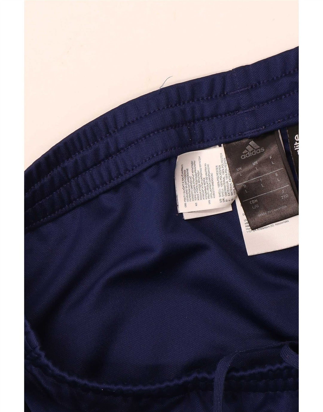 Calça de treino masculina Adidas Climalite grande poliéster azul marinho