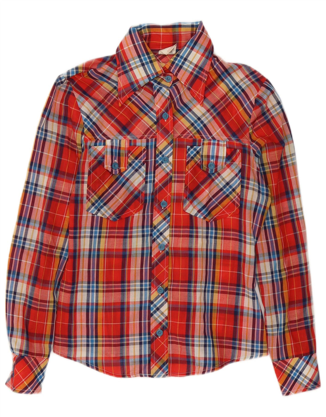 Camisa vintage feminina 11-12 anos poliéster xadrez vermelho