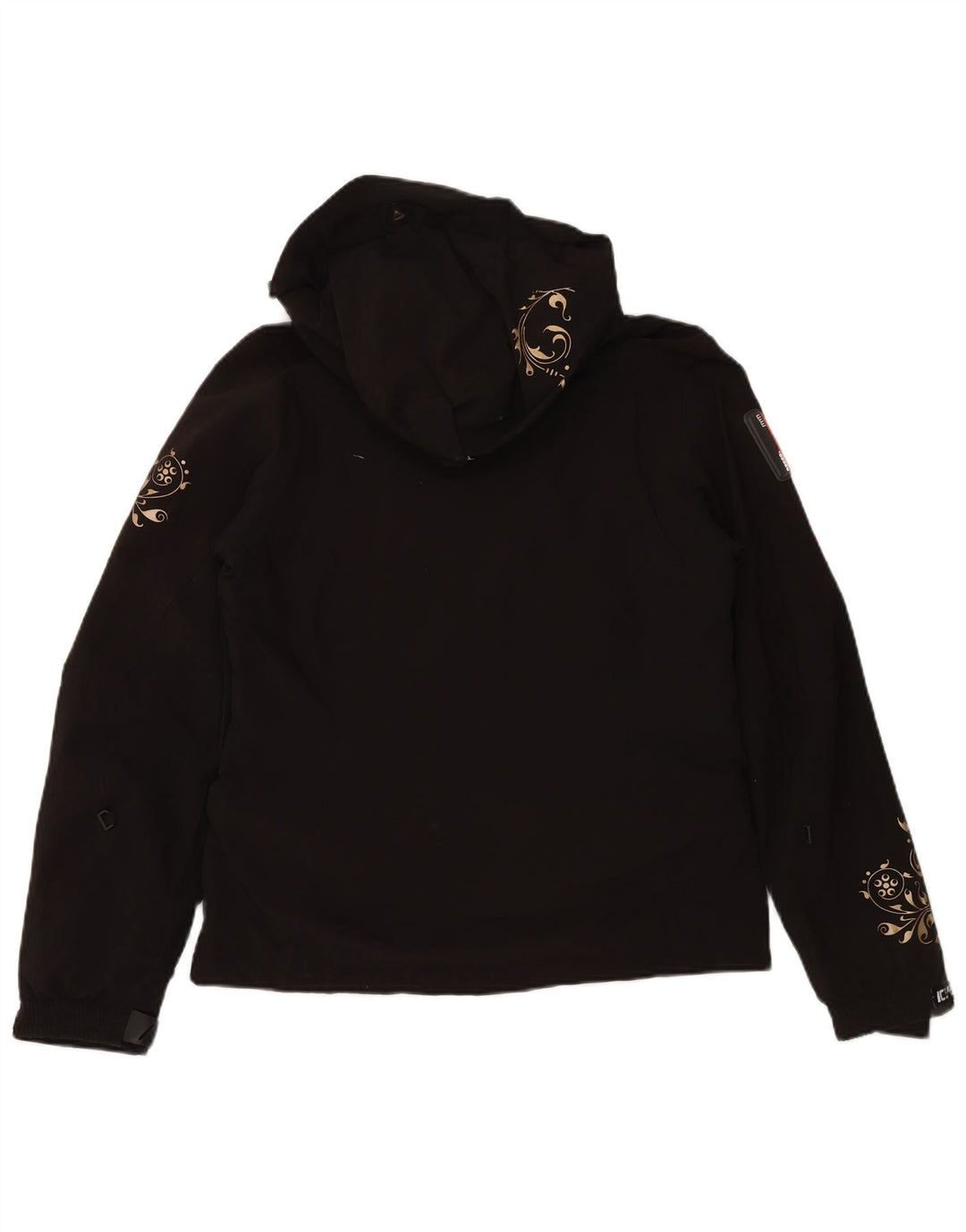 ICEPEAK Womens Hooded Windbreaker Jacket EU 40 Medium Black Paisley