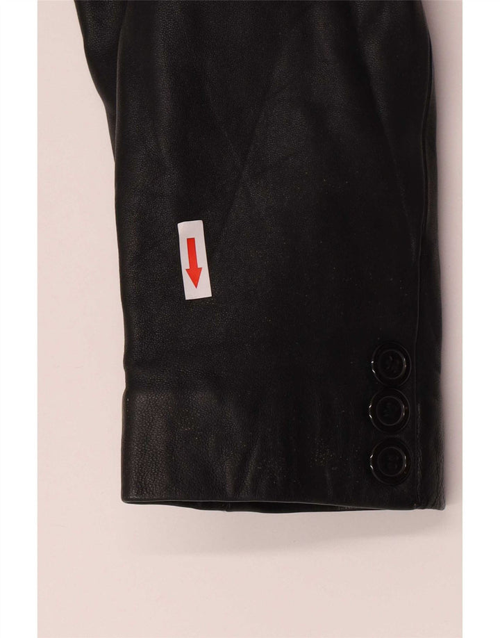 Jaqueta Blazer Masculina Vintage de Couro com 3 Botões Reino Unido 38 Médio Preto
