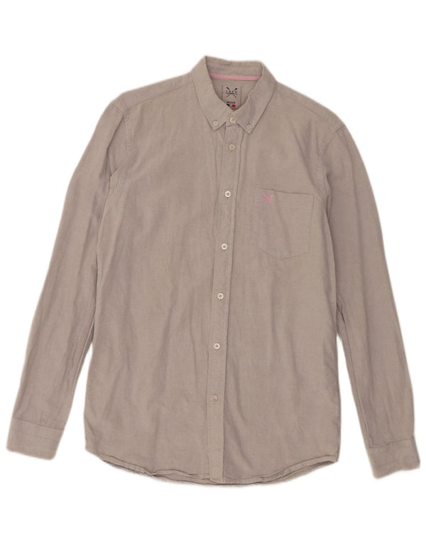 Camisa masculina Crew Clothing algodão cinza médio