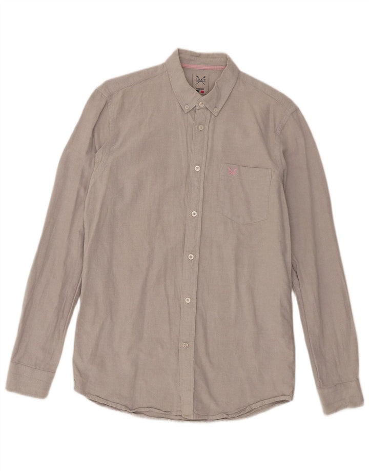 Camisa masculina Crew Clothing algodão cinza médio