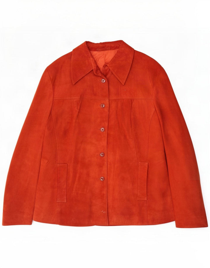 Jaqueta de camurça feminina vintage IT 52 2XL Couro vermelho
