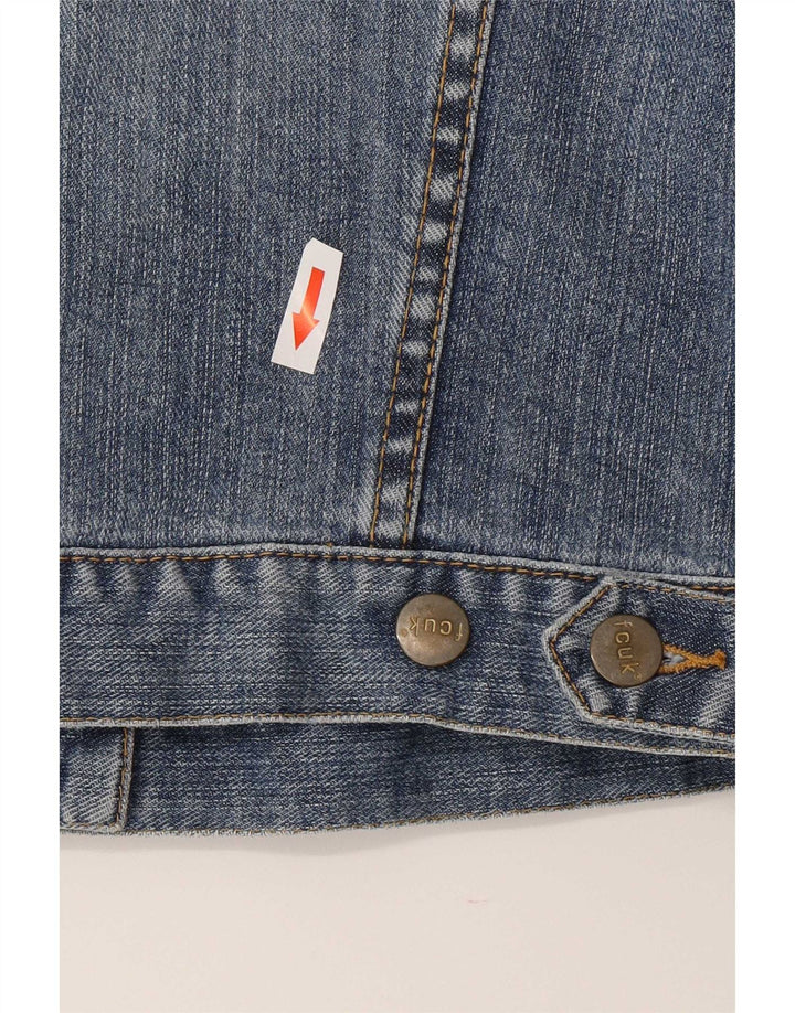 Jaqueta jeans feminina regular Fcuk Reino Unido 10 algodão azul pequeno