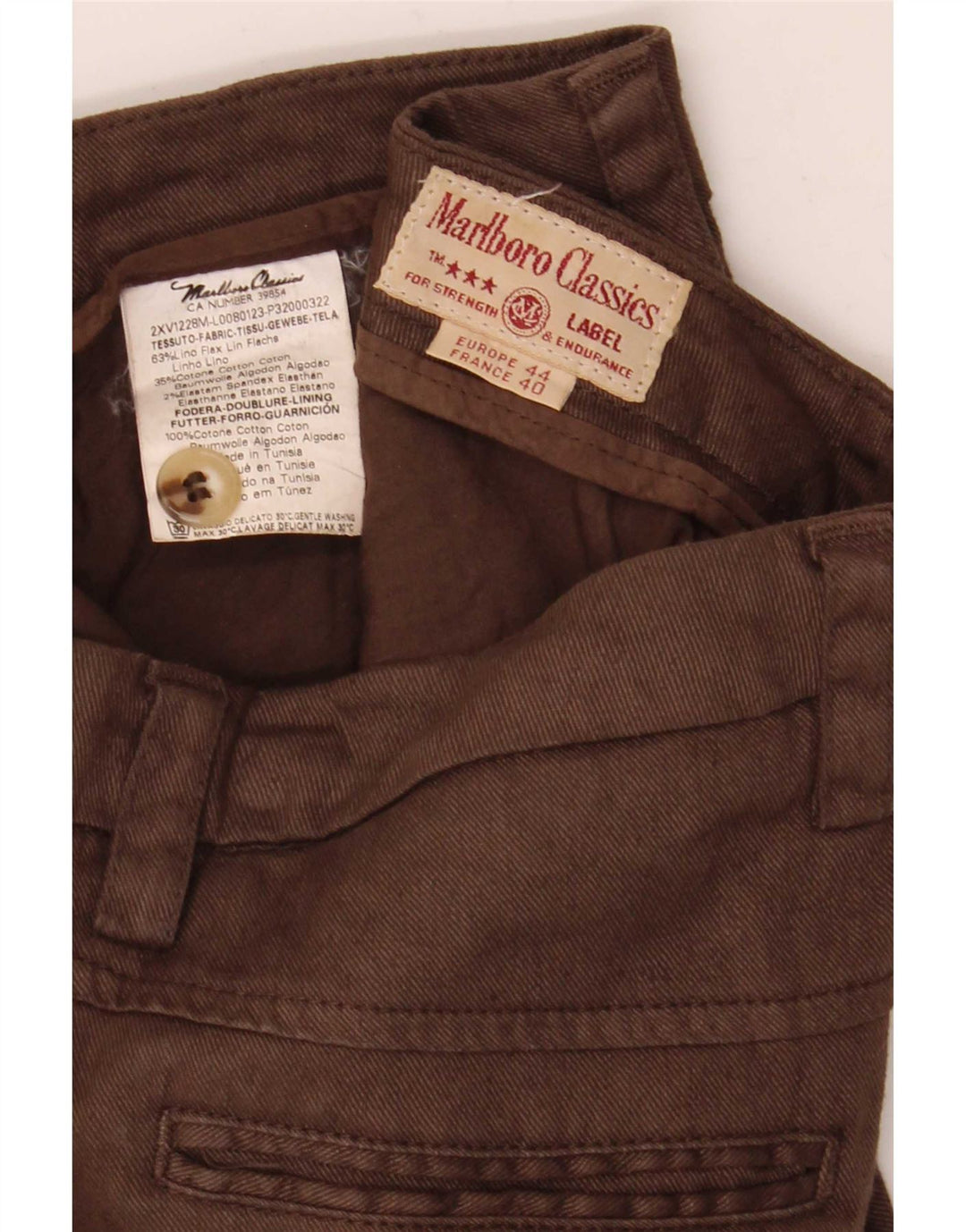 Calça feminina Marlboro Classics W30 L24 marrom linho