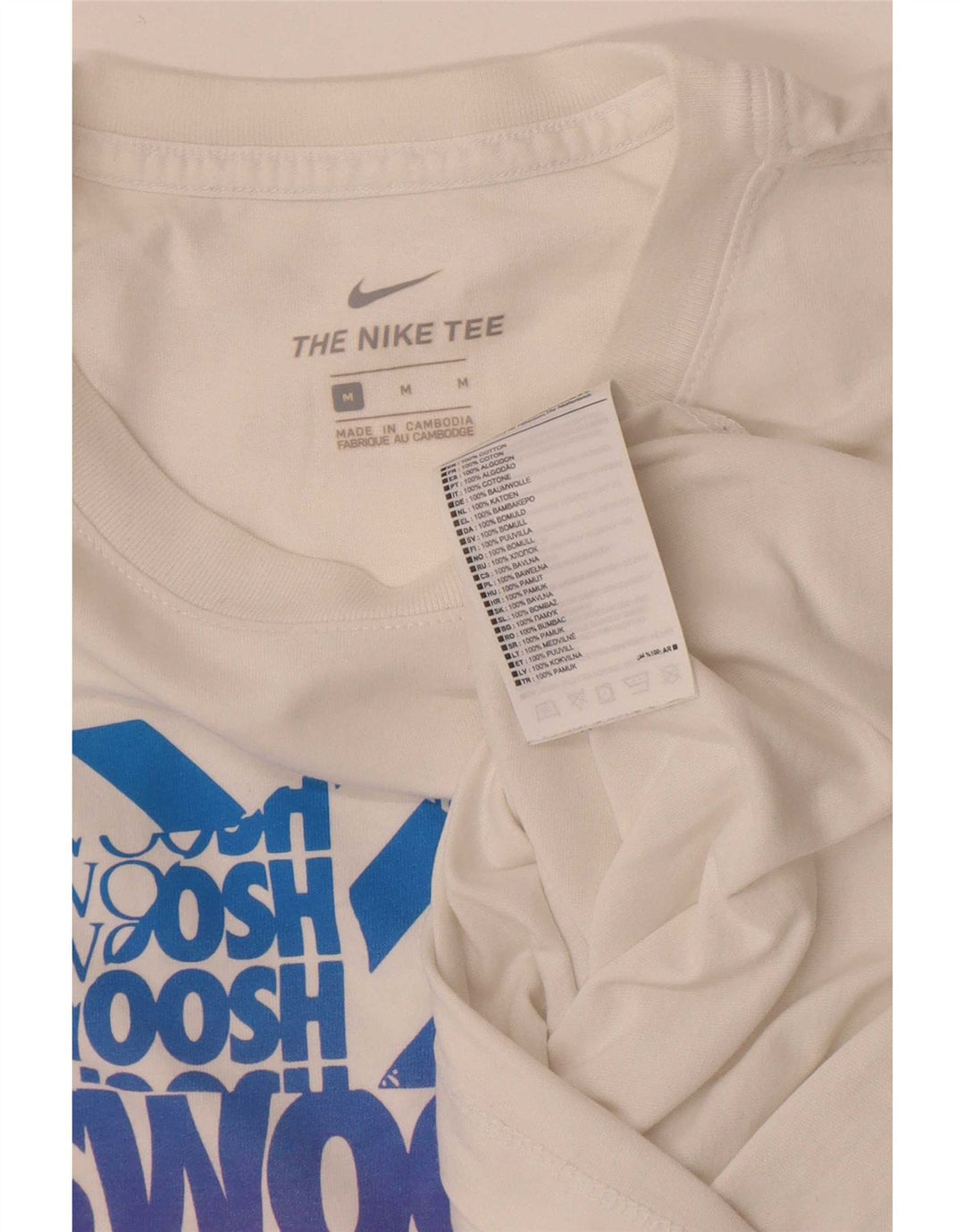 Camiseta Nike masculina Swoosh gráfica top médio algodão branco