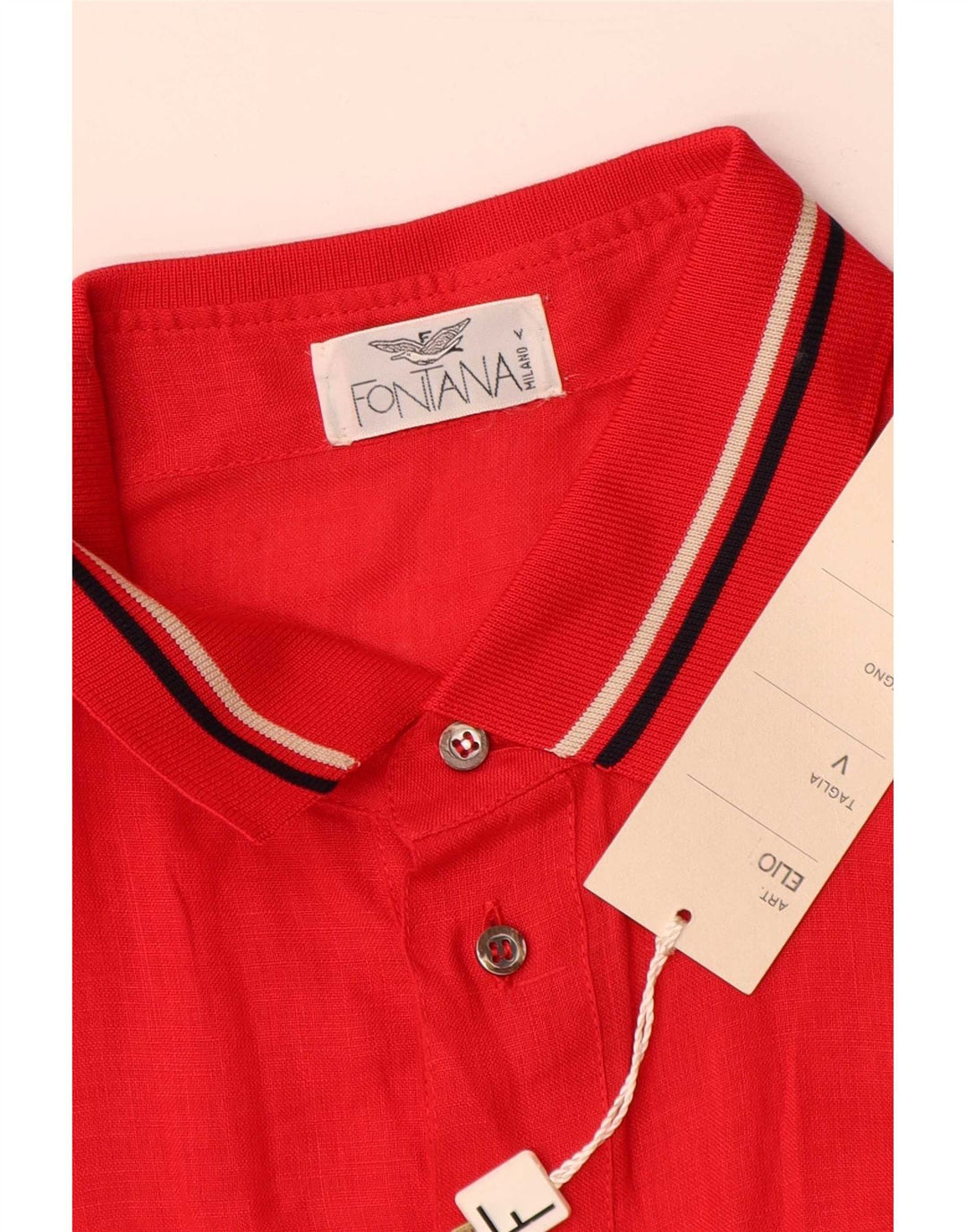 Pulôver masculino vintage de manga curta XL linho listrado vermelho
