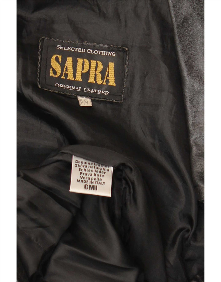 Jaqueta de couro feminina vintage IT 50 XL preta