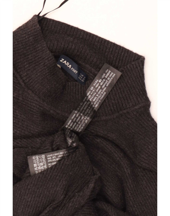 Suéter feminino Zara com gola alta e gola alta, Reino Unido 10 pequeno cinza