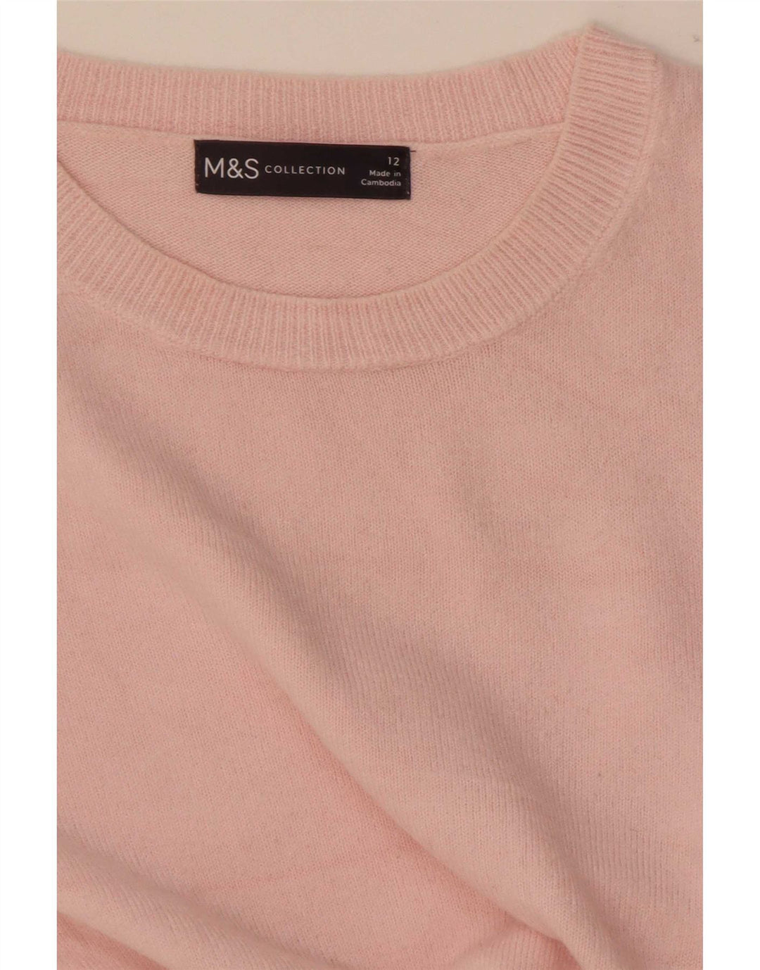 Suéter feminino Marks & Spencer com gola redonda Reino Unido 12 rosa médio