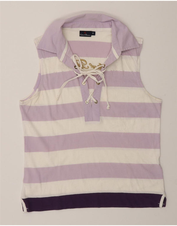 Camisa polo feminina Conte of Florence UK 14 listrada roxa média