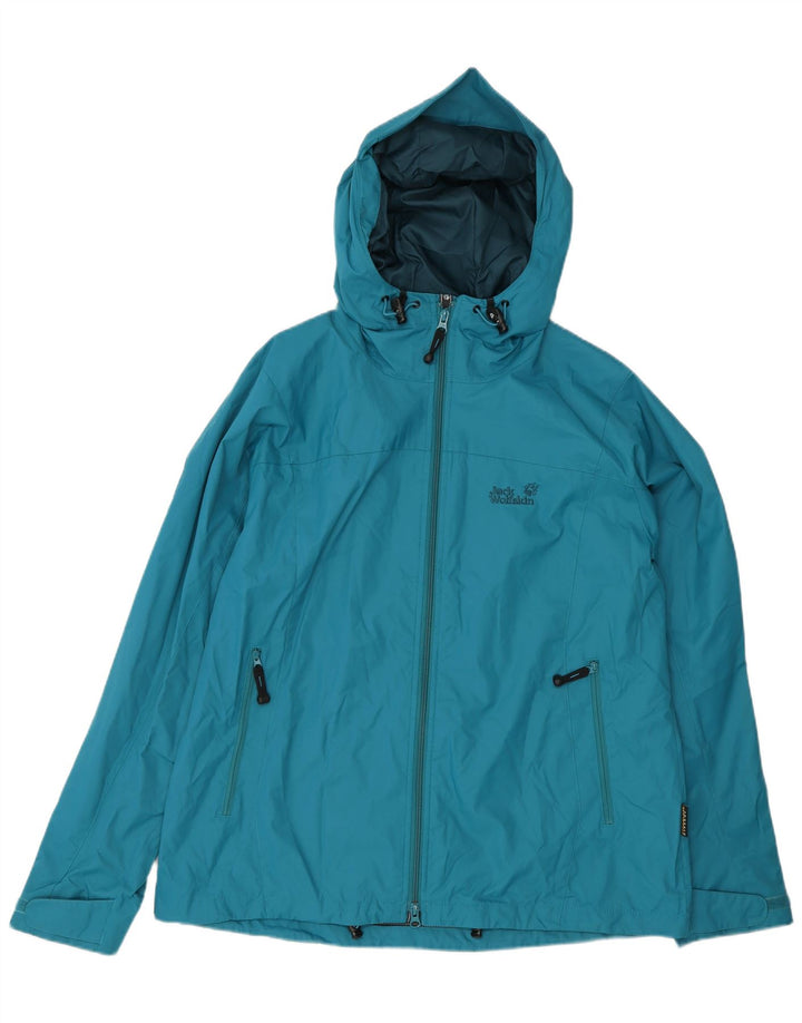 Jaqueta de chuva feminina com capuz JACK WOLFSKIN Reino Unido 18/20 XL azul poliamida
