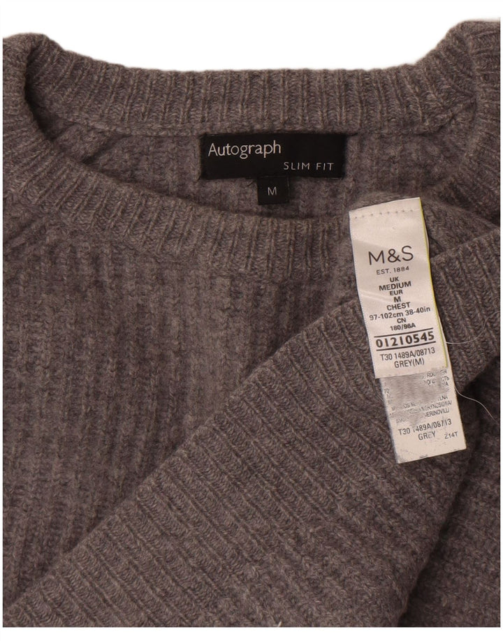 Suéter feminino Marks & Spencer com gola canoa e gola redonda Reino Unido 14 cinza médio