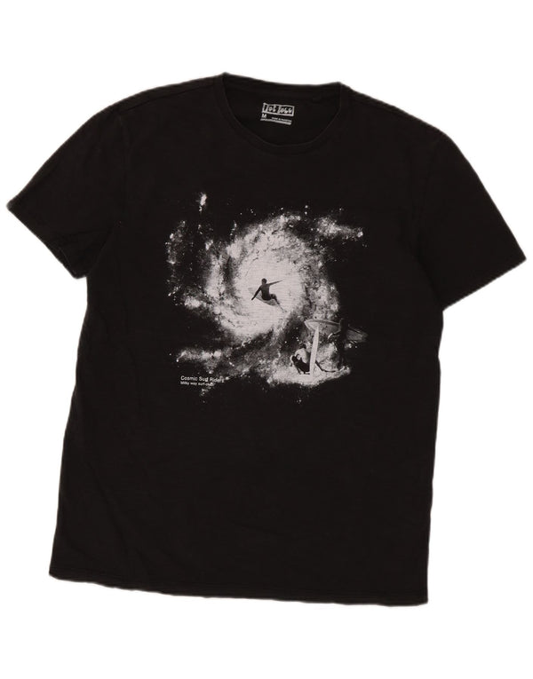 Camiseta gráfica masculina Fat Face Top médio algodão preto