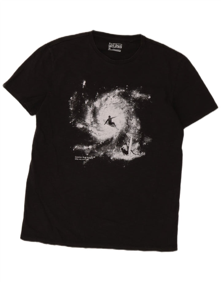Camiseta gráfica masculina Fat Face Top médio algodão preto