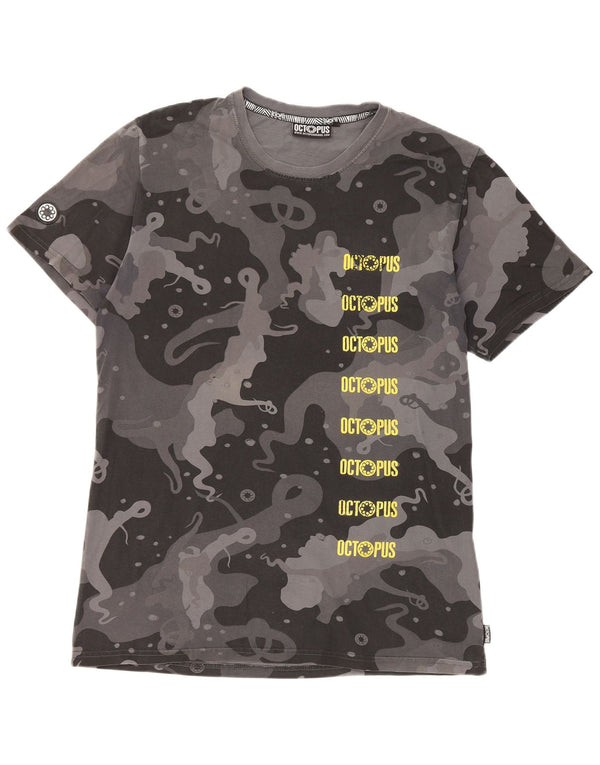 Octopus Mens Graphic T-Shirt Top Medium Grey Camouflage Cotton