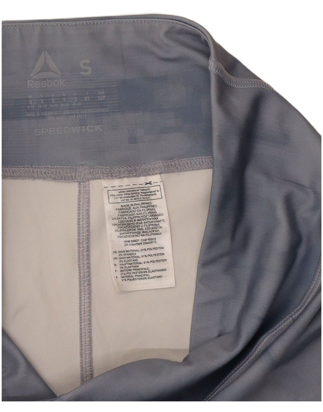 Leggings Reebok Graphic Crop Femininas UK 8/10 Pequeno Azul Poliéster