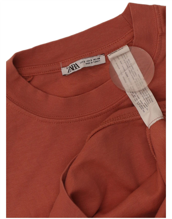 Moletom feminino Zara manga curta oversized jumper Reino Unido 10 pequeno rosa
