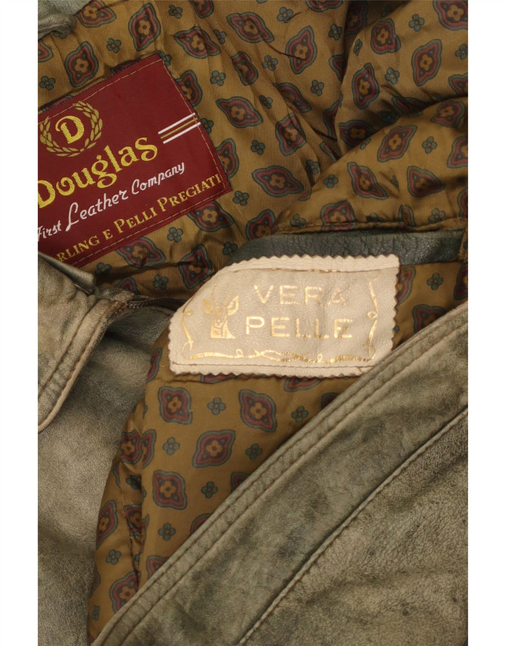Jaqueta de couro masculina Douglas UK 38 couro cáqui médio