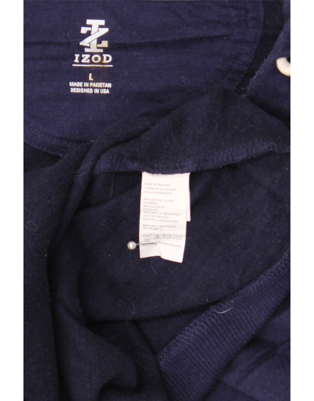 Suéter masculino com capuz e zíper IZOD grande algodão azul marinho