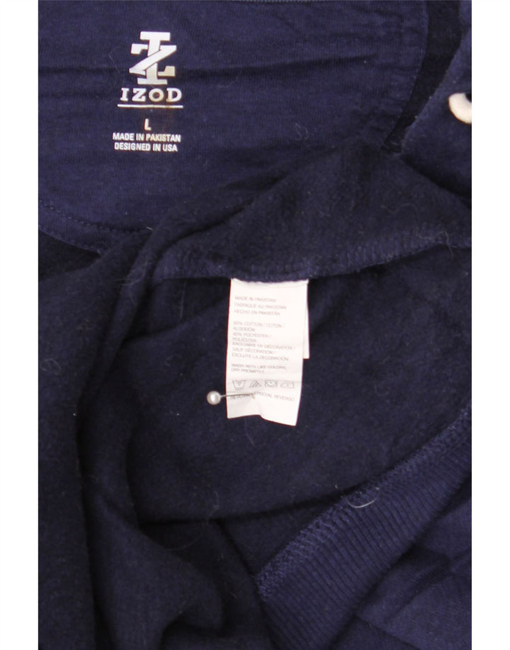 Suéter masculino com capuz e zíper IZOD grande algodão azul marinho