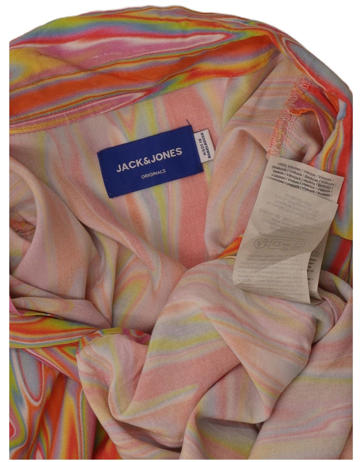Camisa masculina de manga curta Jack & Jones grande multicolorida tie-dye viscose
