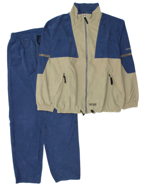 Great Escapes Mens Velour Full Tracksuit EU 52 Large Blue Colourblock