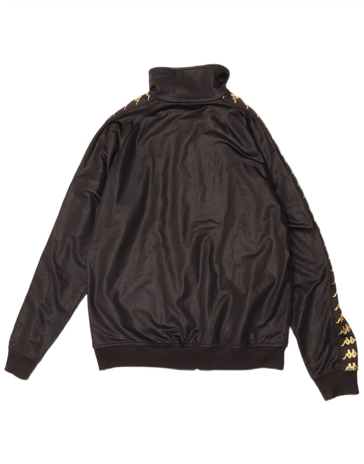 Kappa Mens Graphic Tracksuit Top Jacket Pequeno Poliéster Preto
