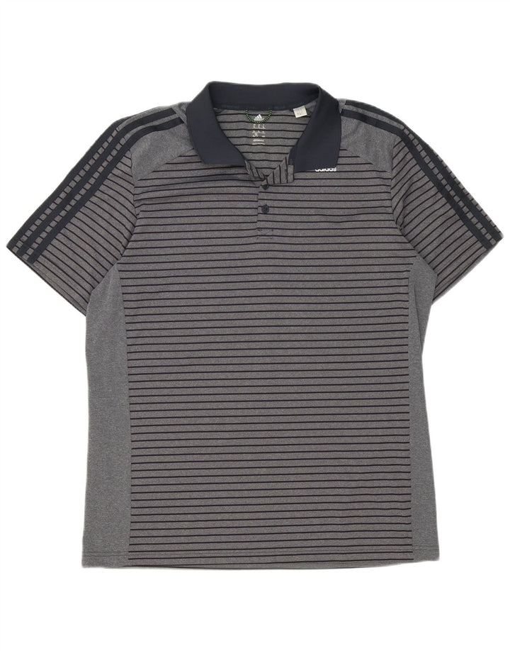 Adidas Mens Climacool Polo Shirt XL Cinza Listrado Poliéster
