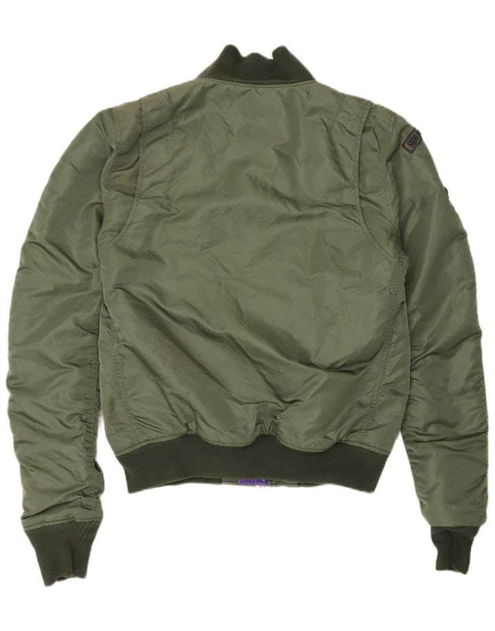 Jaqueta feminina SUPERDRY Flight Aviator Reino Unido 16 grande nylon cáqui